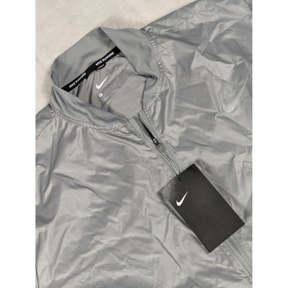 NEW Nike Swoosh Running Jacket Womens XL Silver Grey Windbreaker Just Do It